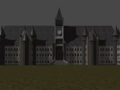 Modular StoneHearst Asylum Low-poly 3D model