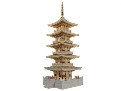 Japanese Pagoda Tower 3D model