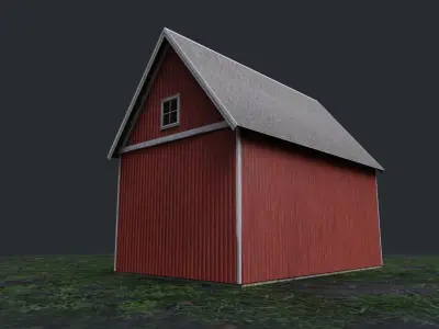 red barn Low-poly 3D model