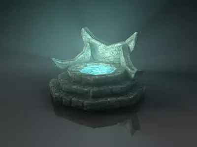 Fantasy fountain Low-poly 3D model