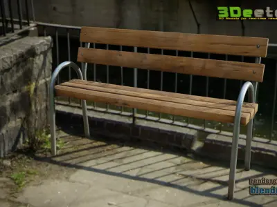 3D modern low poly PBR bench Low-poly 3D model