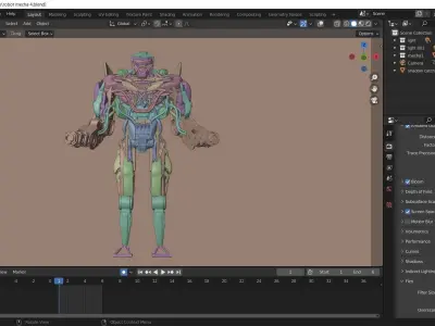 High poly sci-fi photorealistic robot 3D model