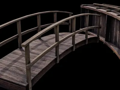 WoodBridge LowPoly wooden bridge Low-poly 3D model