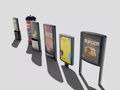 road side advertisements with 4k pbr textures Low-poly 3D model