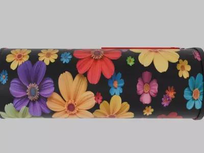 Painted Mailbox with Flowers Low-poly 3D model