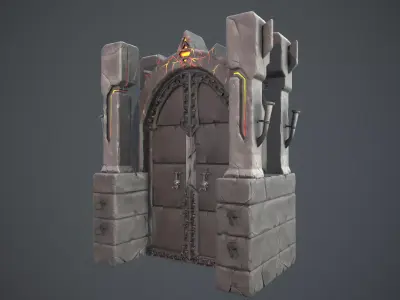 Boss Door stylized videogame asset Low-poly 3D model