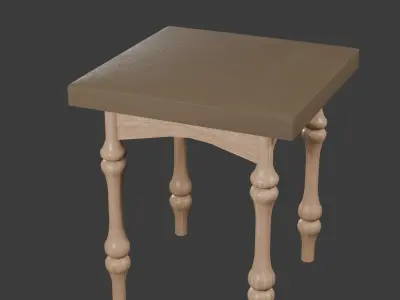 Wooden Side Stool 3D model