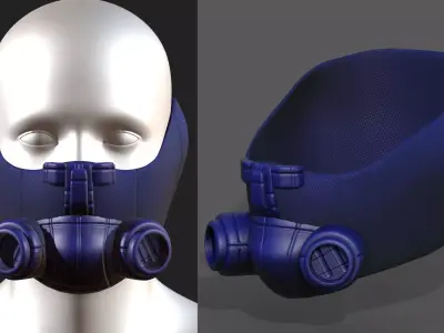 Gas mask respirator scifi futuristic 3d model  Low-poly 3D model