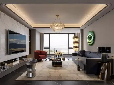 Luxurious living room space 3D model