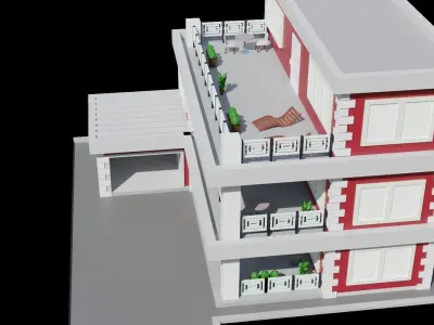 Low poly building toy house Low-poly 3D model