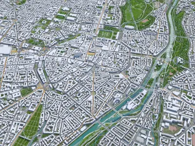 Munich Downtown Germany Low-poly 3D model