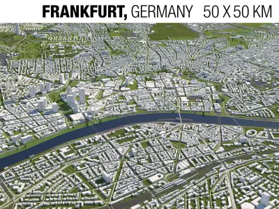 Frankfurt Germany 50x50km 3D City Map 3D model