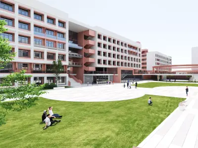 School teaching building Low-poly 3D model