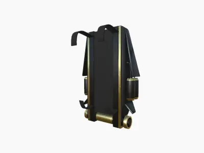 SciFi Backpack F03 Black Gold - Fashion Character Design Low-poly 3D model