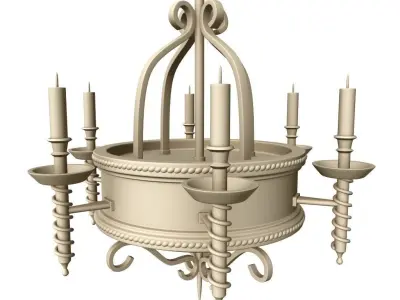 chandelier 3D model with four candle holders 3D model