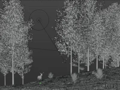 forest deer in at night Free 3D model