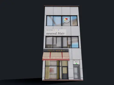 Japanese Pizza Shop Low-poly 3D model