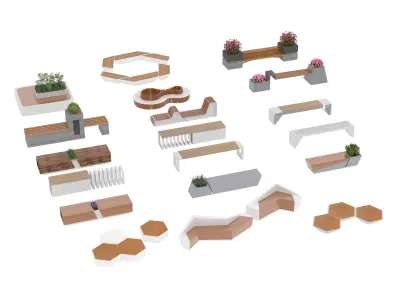 Park Bench Package 3D model
