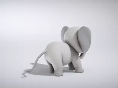 Colorful Baby Elephant Character Low-poly 3D model