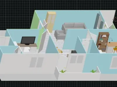detailed floor plan 3d BLENDER ready 3D model Low-poly 3D model