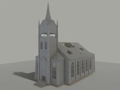 Ruined Church Low-poly 3D model