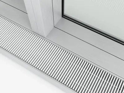 Stained glass window in the floor with radiator 3D model