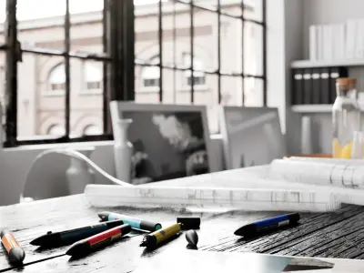  Workplace Interior Cinema4D and Corona Renderer 3D model