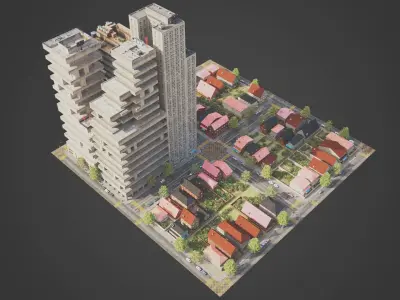 Realistic City District C27-R26 MAYA Low-poly 3D model
