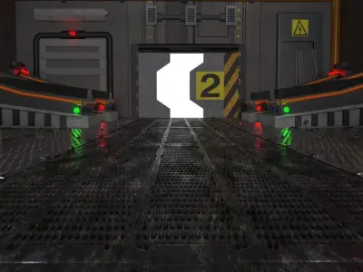 Sci-Fi Corridor Interior Cryochamber Base Scene  Low-poly 3D model