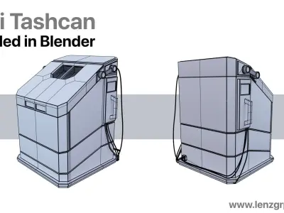 Scifi Trashcan Low-poly 3D model