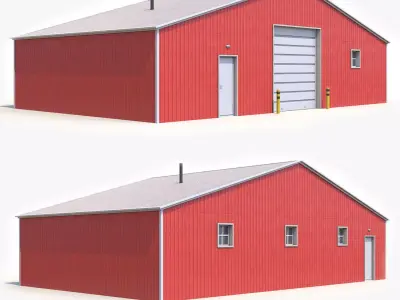 Red Farm Building 22 Low-poly 3D model