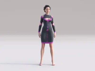 Hot Sci-Fi Outfit Clothing Dress Low-poly 3D model