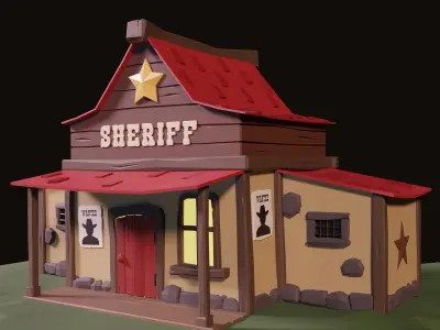 Low poly sheriff office Low-poly 3D model