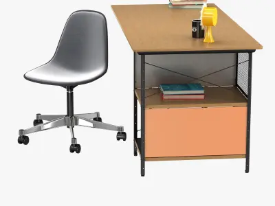 Vitra Eames plastic chair and edu desk unit 3D model