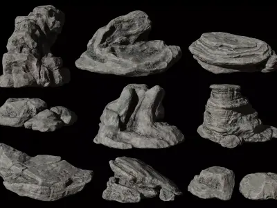 Stone pack Low-poly 3D model