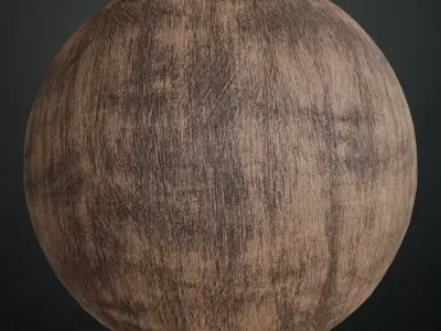 Scuffed and Scratched Dark Wood Surface PBR Seamless Texture