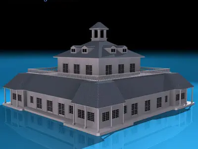 Clubhouse building with roof 3D model