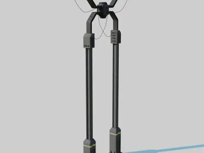 Cyberpunk Street Lamp Double 3D model