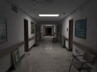 Abandoned Hospital Corridor Low-poly 3D model