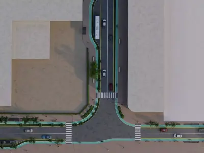 High Quality Road Junction Detailed and Editable 3D model