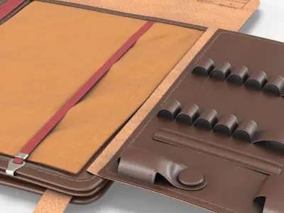  Retro Military Officer Tablet Case Opened Brown 