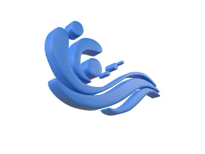 Wave Symbol v2 001 Low-poly 3D model