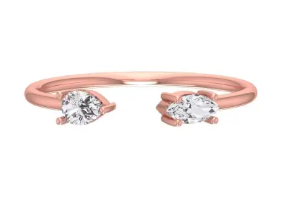 Women Open End Light Weight Band Ring 3D print model 2