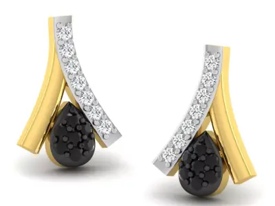 Gold Diamond Women Earring 3D print Model 3D print model 184