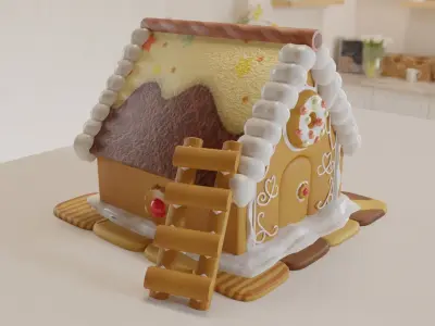 Gingerbread House 3D model Low-poly 3D model