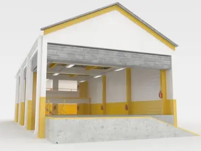 Industrial factory loading bay area 3D model