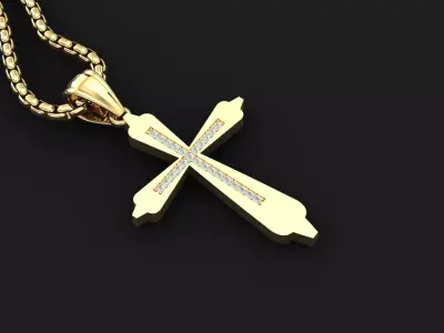 High Cross Pendant Light Gold 18K 3CP019 3D print model