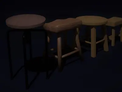 Free Stool Pack of 4 - PBR Lowpoly 3D model - Cuboidal Studios Free low-poly 3D model