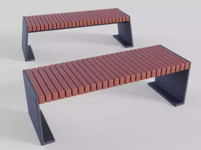 Cartoon Bench 9 Low-poly 3D model