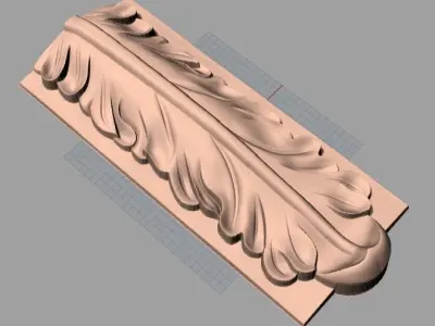 Door Post flower 3D STL Model for CNC Router Carving E966 3D model